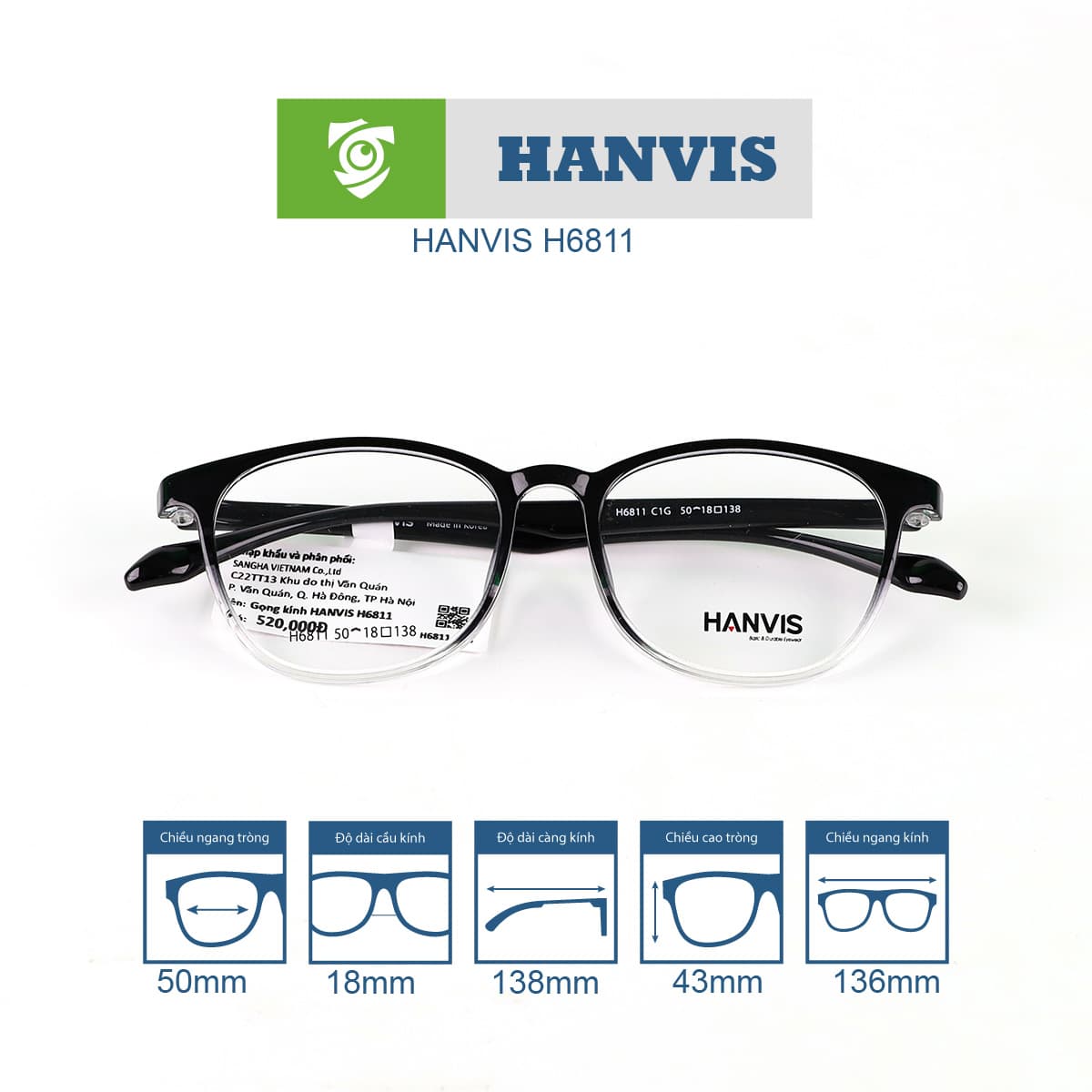 Gọng kính HANVIS H6811 - Ảnh 5