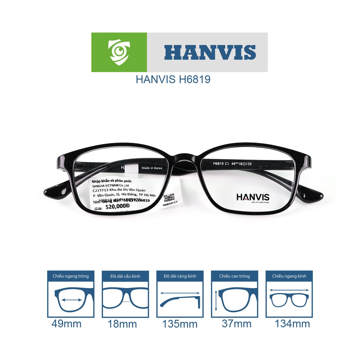 Gọng kính HANVIS H6819 - Ảnh 5