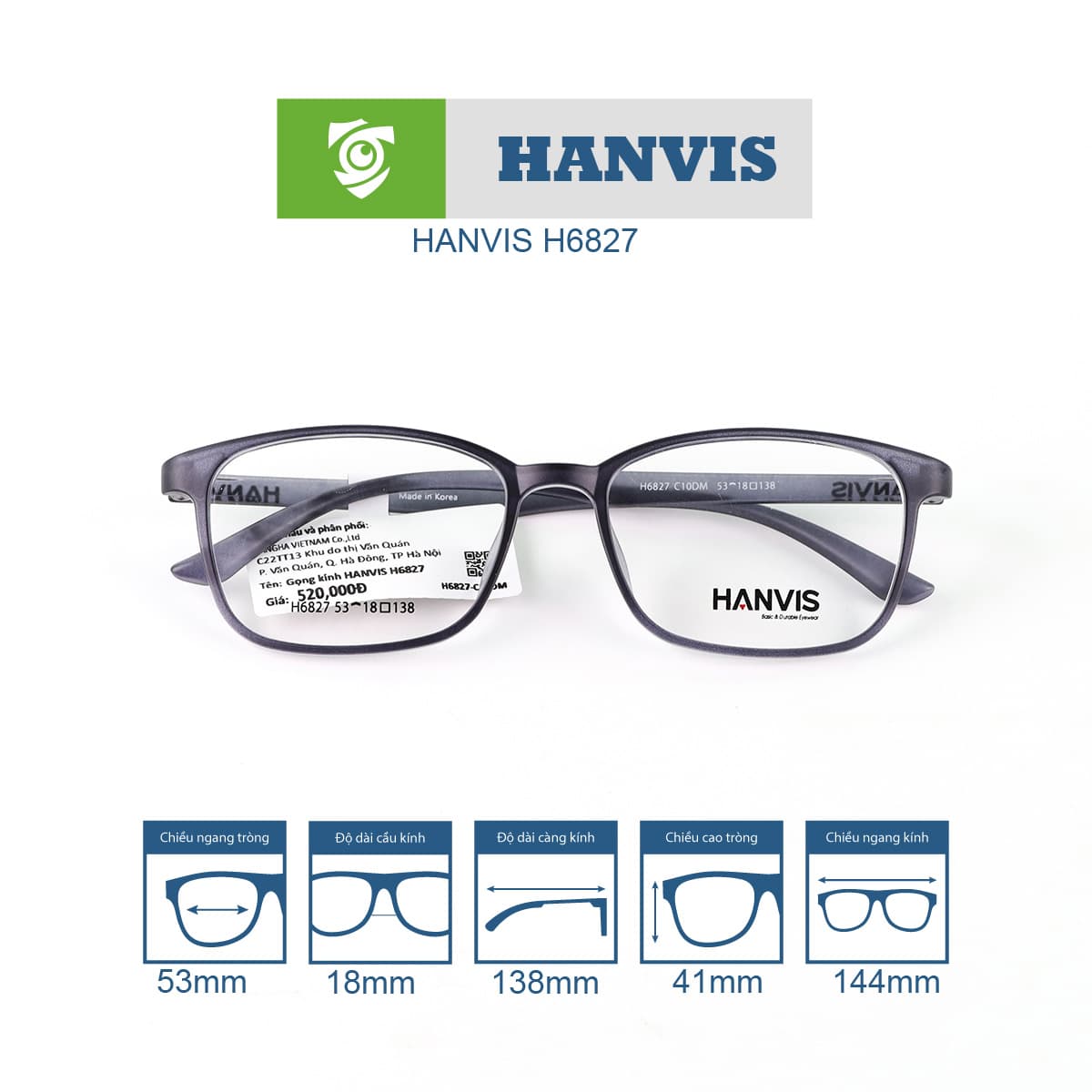 Gọng kính HANVIS H6827 - Ảnh 7