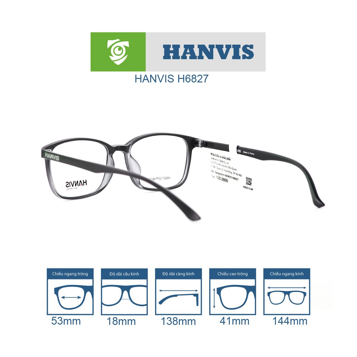 Gọng kính HANVIS H6827 - Ảnh 4