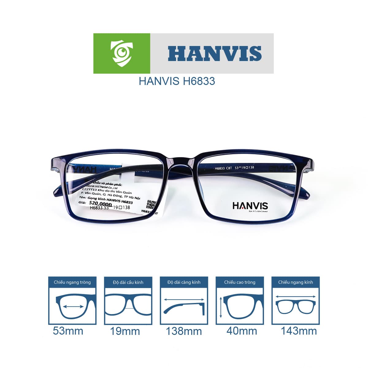 Gọng kính HANVIS H6833 - Ảnh 14