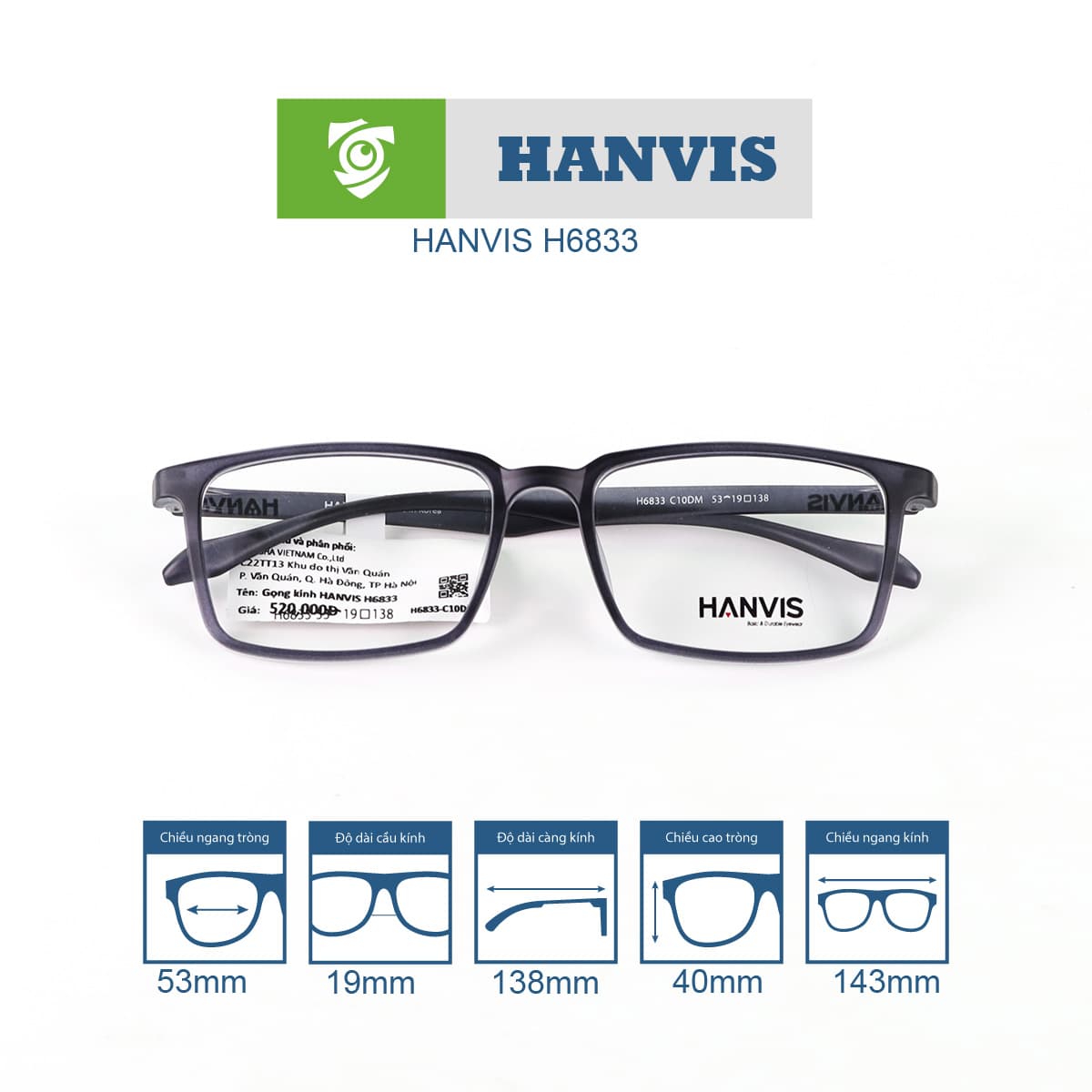 Gọng kính HANVIS H6833 - Ảnh 6