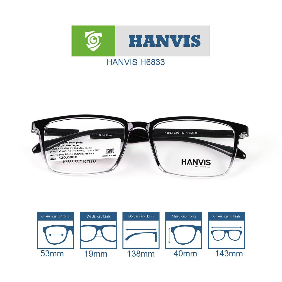 Gọng kính HANVIS H6833 - Ảnh 5