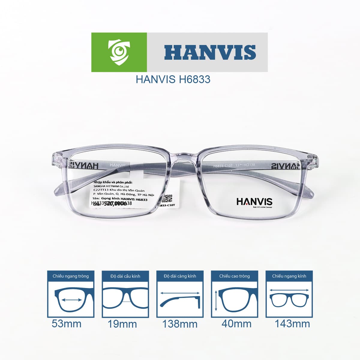 Gọng kính HANVIS H6833 - Ảnh 4