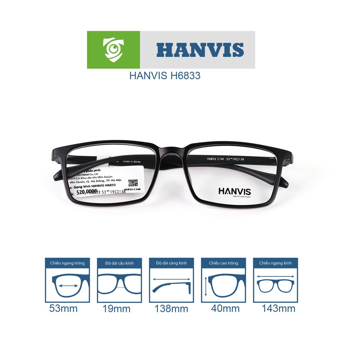 Gọng kính HANVIS H6833 - Ảnh 3