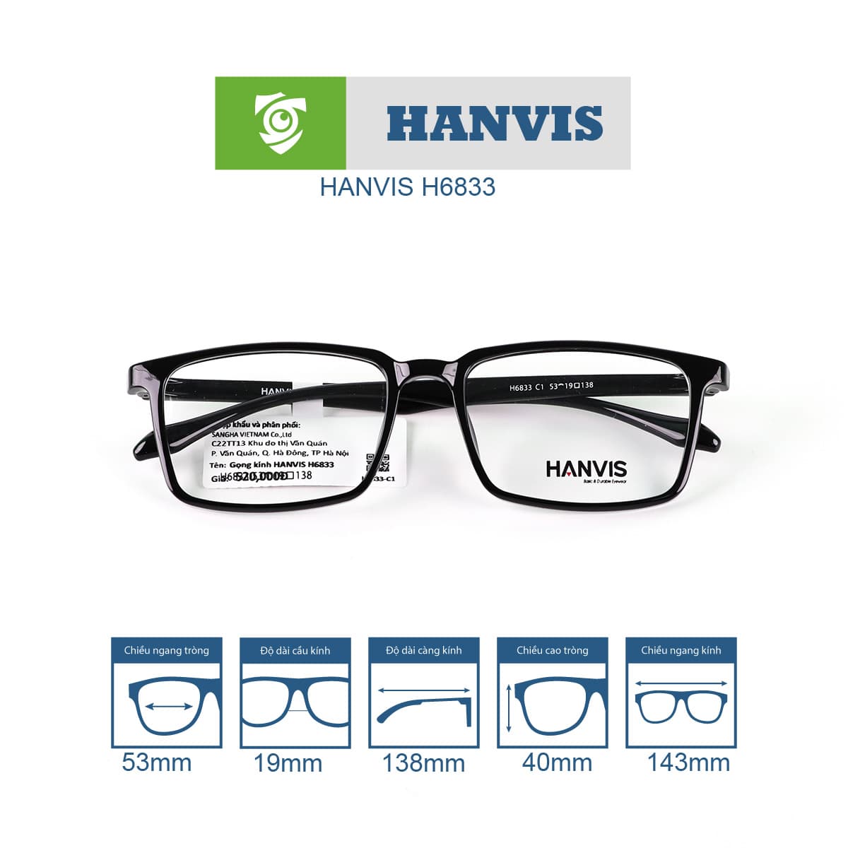 Gọng kính HANVIS H6833 - Ảnh 2