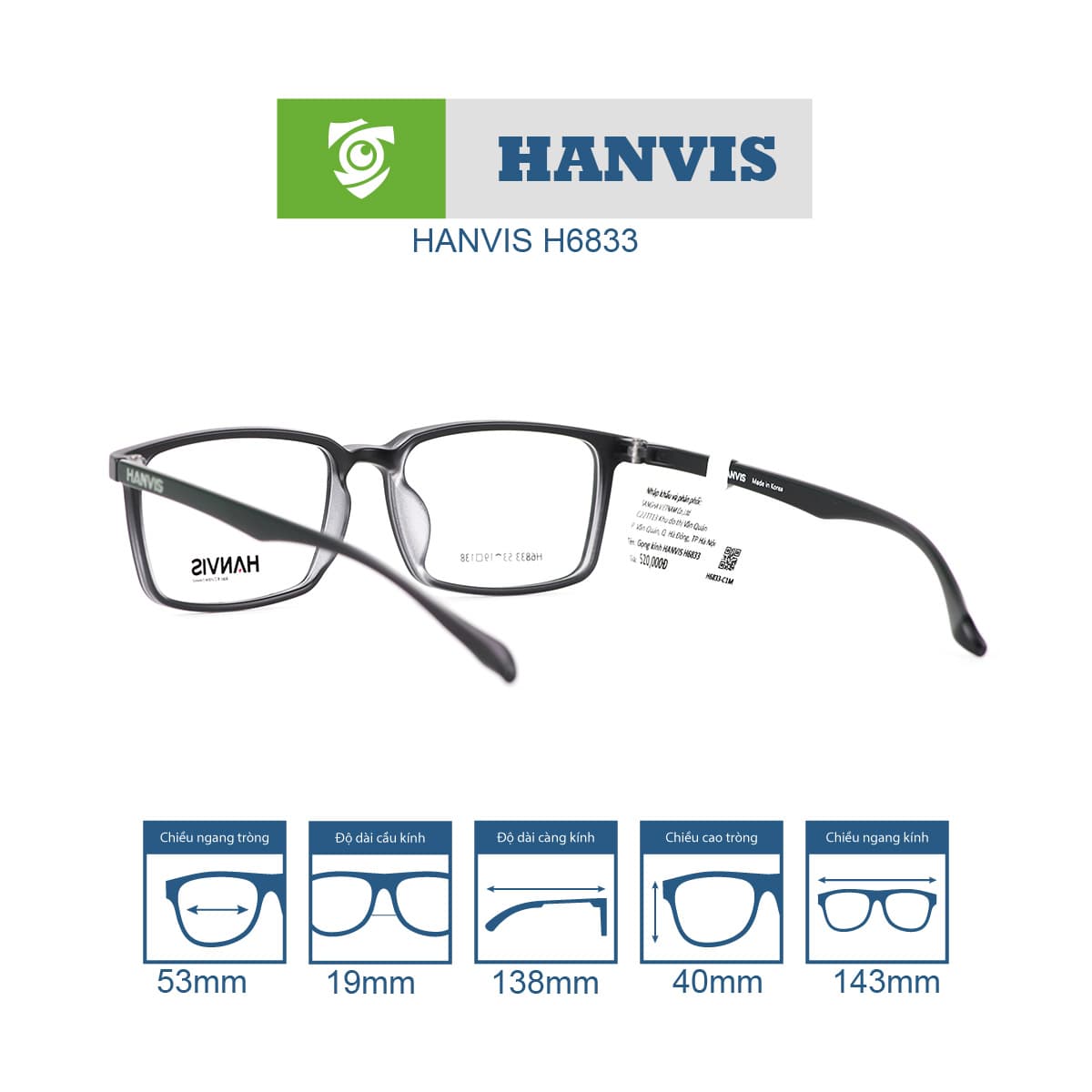Gọng kính HANVIS H6833 - Ảnh 11