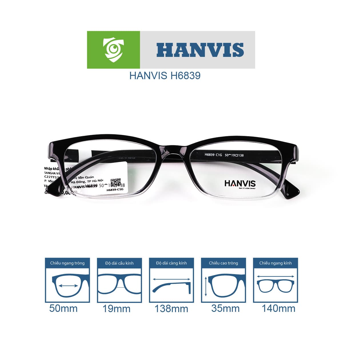 Gọng kính HANVIS H6839 - Ảnh 7