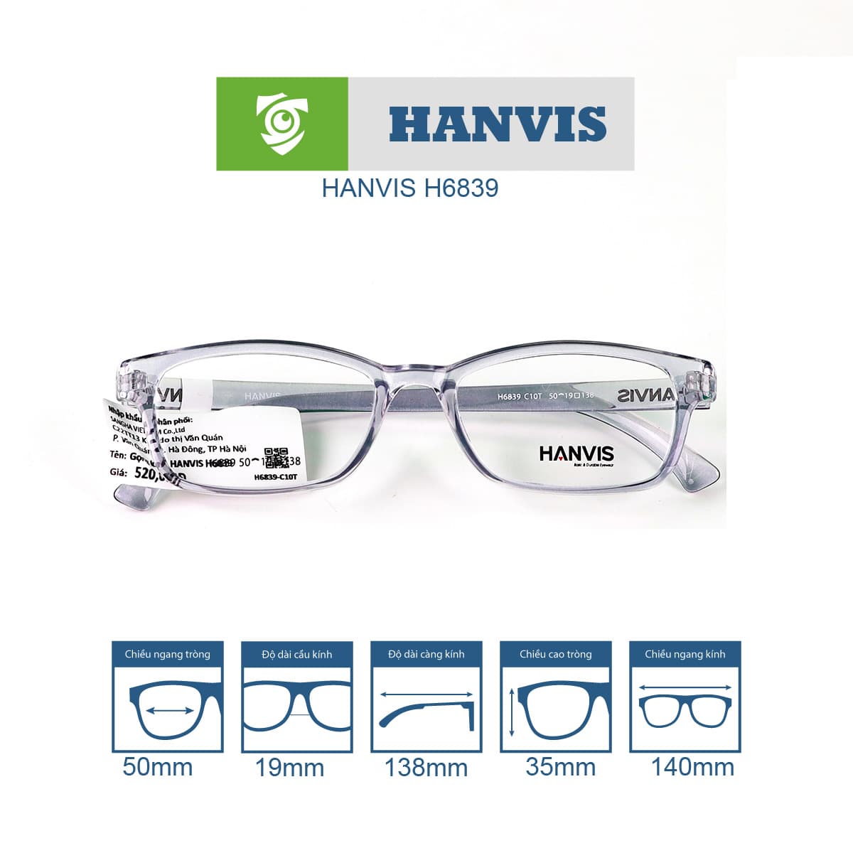 Gọng kính HANVIS H6839 - Ảnh 6