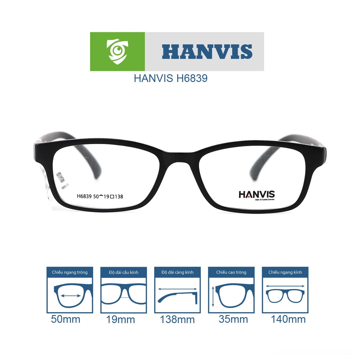 Gọng kính HANVIS H6839 - Ảnh 1