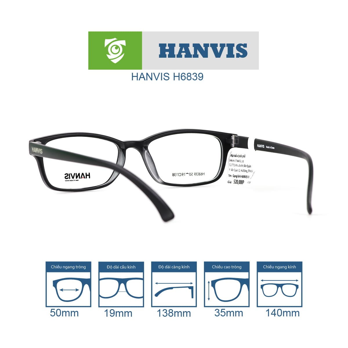 Gọng kính HANVIS H6839 - Ảnh 5