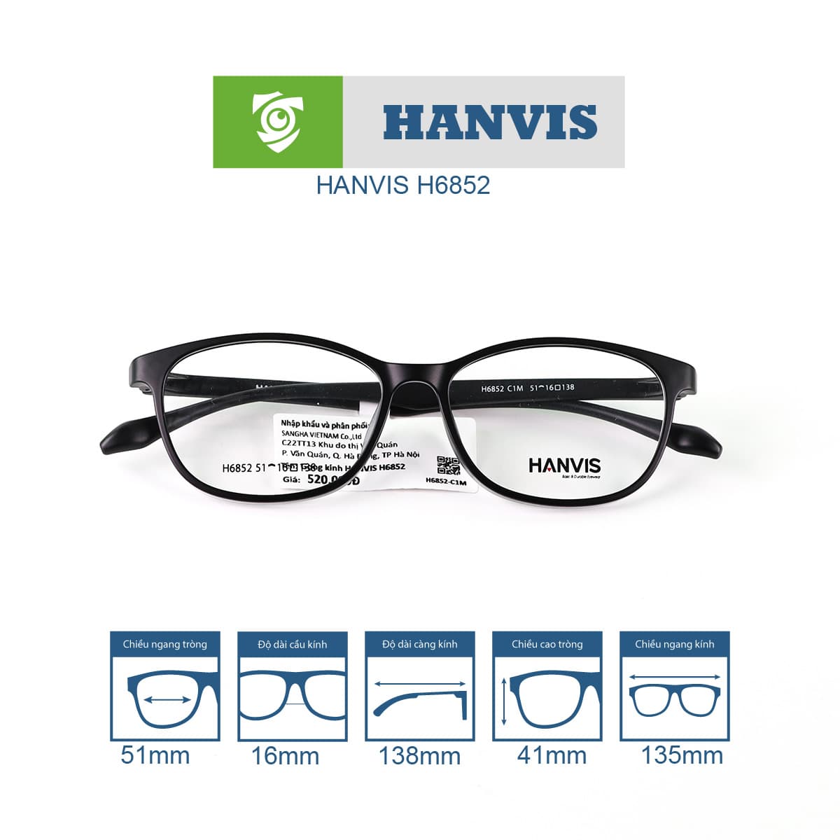 Gọng kính HANVIS H6852 - Ảnh 2