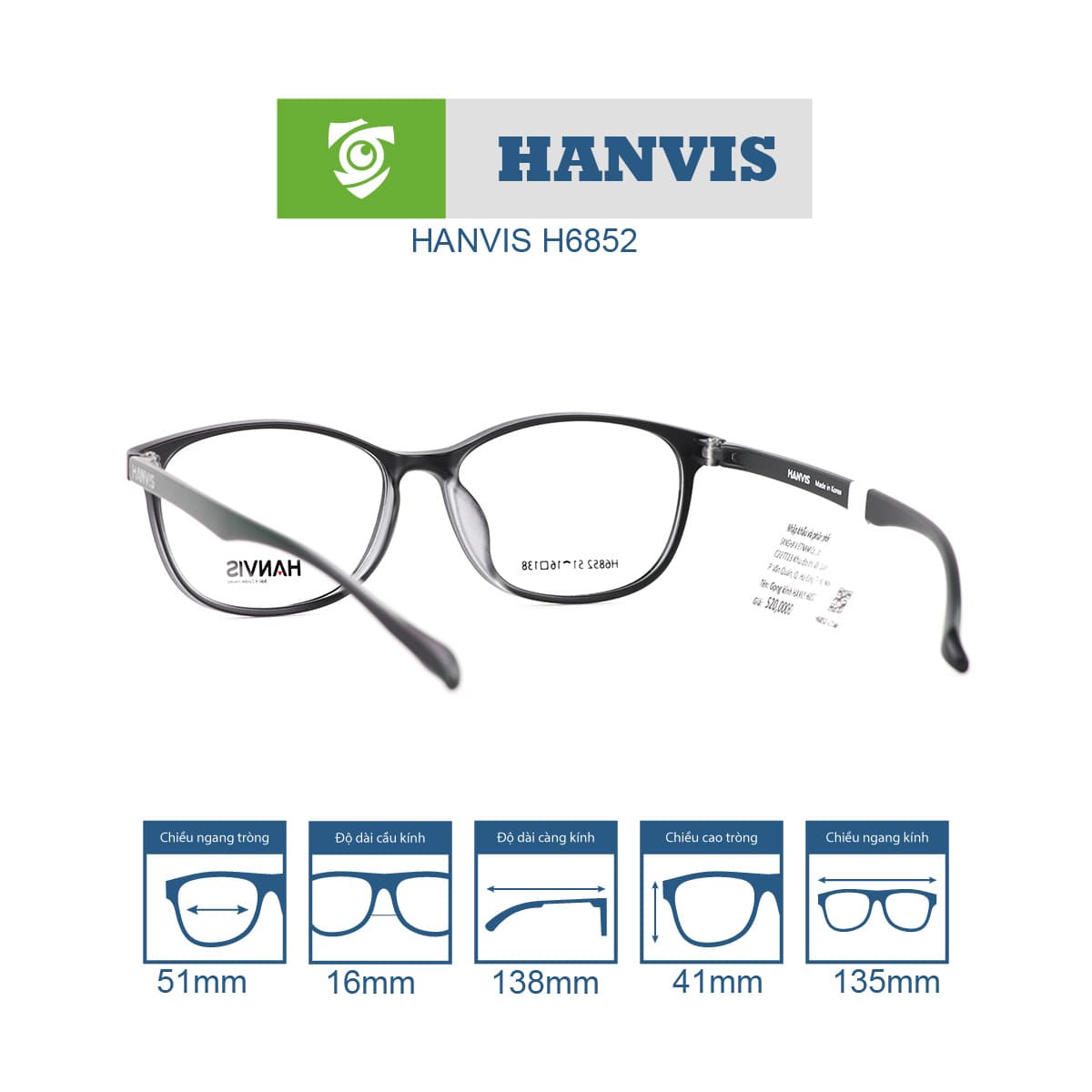 Gọng kính HANVIS H6852 - Ảnh 7