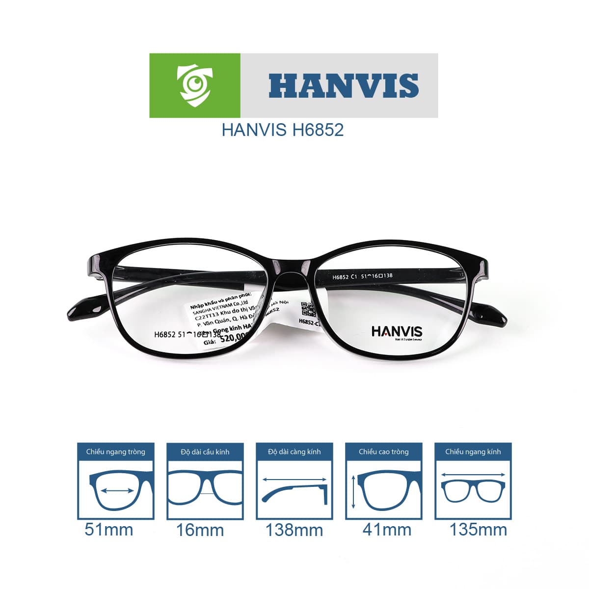 Gọng kính HANVIS H6852 - Ảnh 4