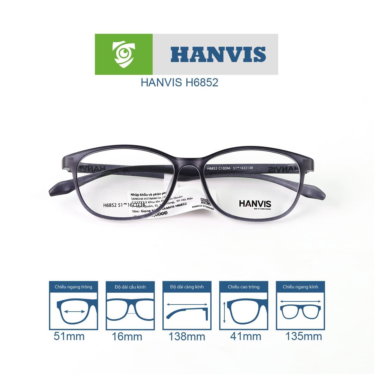 Gọng kính HANVIS H6852 - Ảnh 3