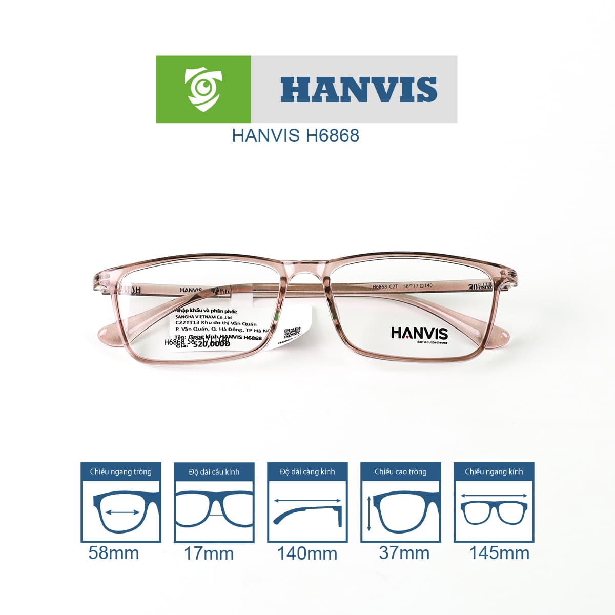 Gọng kính HANVIS H6868 - Ảnh 5