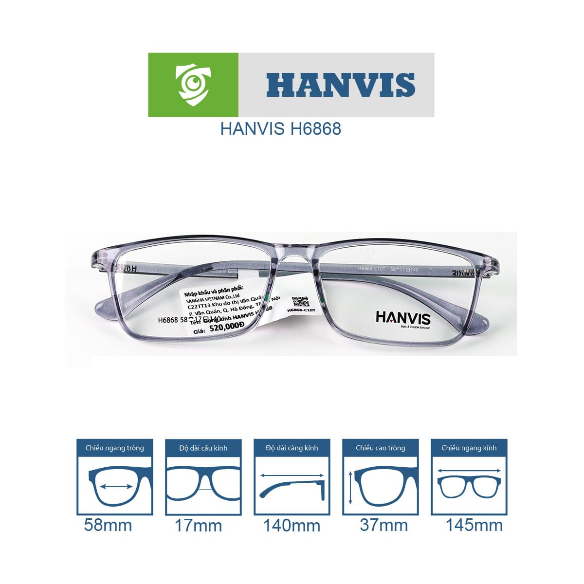 Gọng kính HANVIS H6868 - Ảnh 6