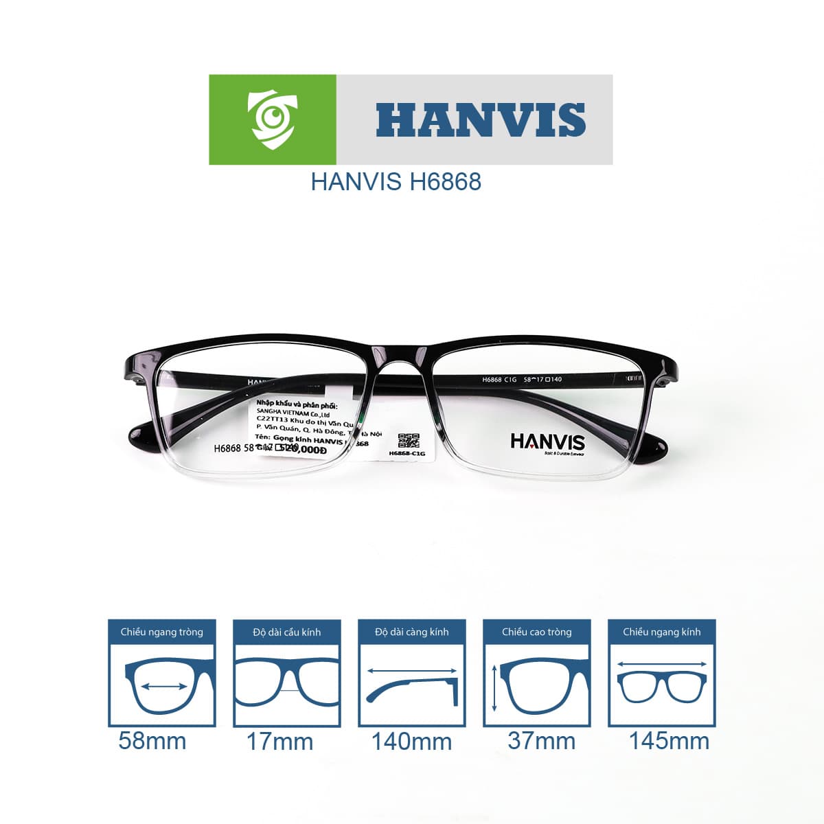 Gọng kính HANVIS H6868 - Ảnh 2