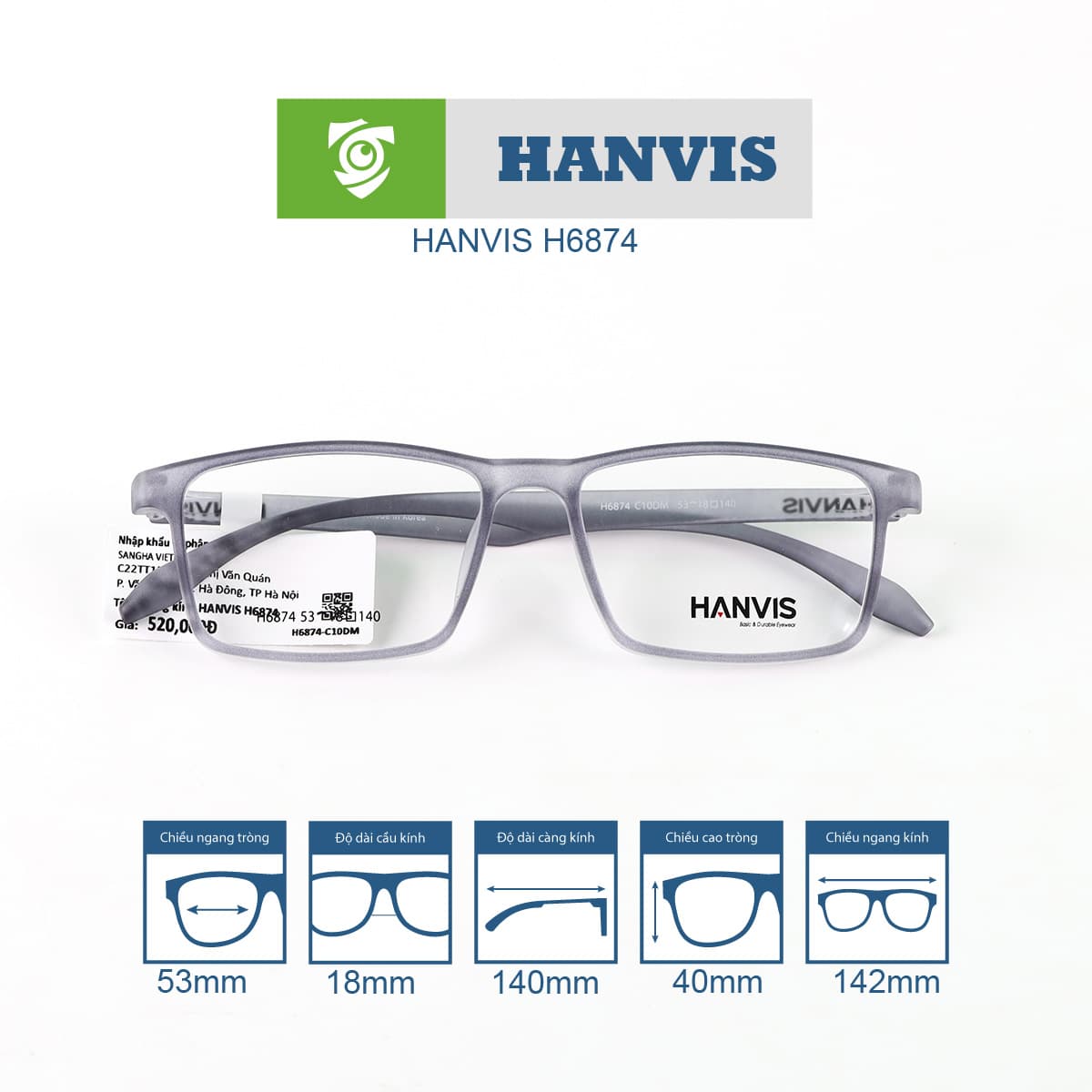 Gọng kính HANVIS H6874 - Ảnh 5