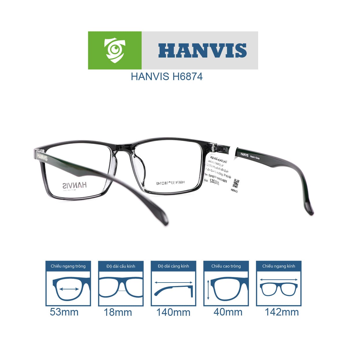 Gọng kính HANVIS H6874 - Ảnh 11