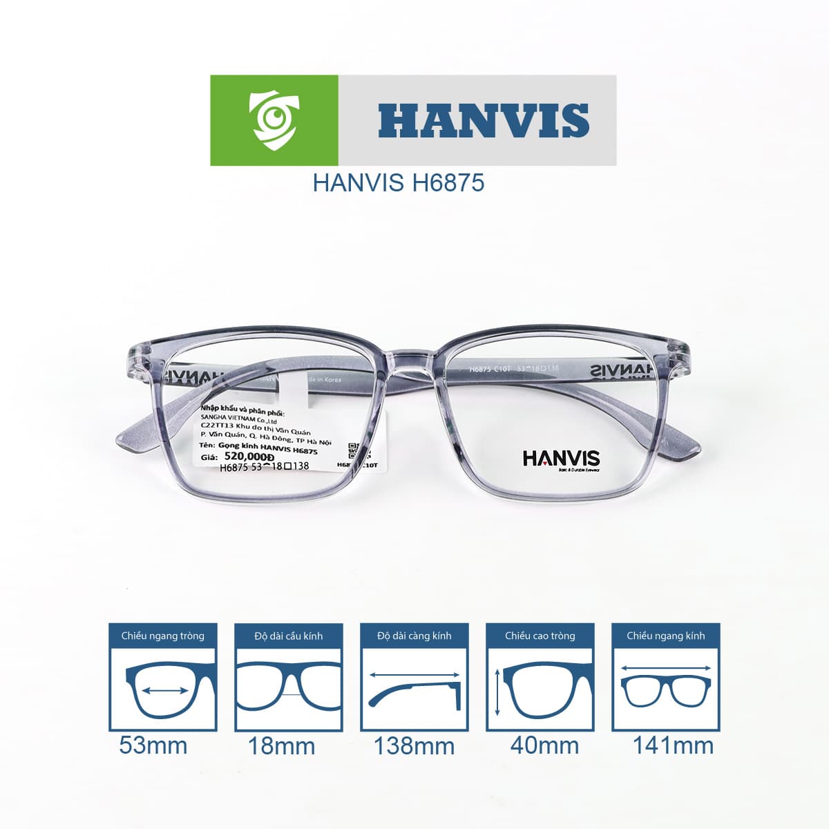Gọng kính HANVIS H6875 - Ảnh 2