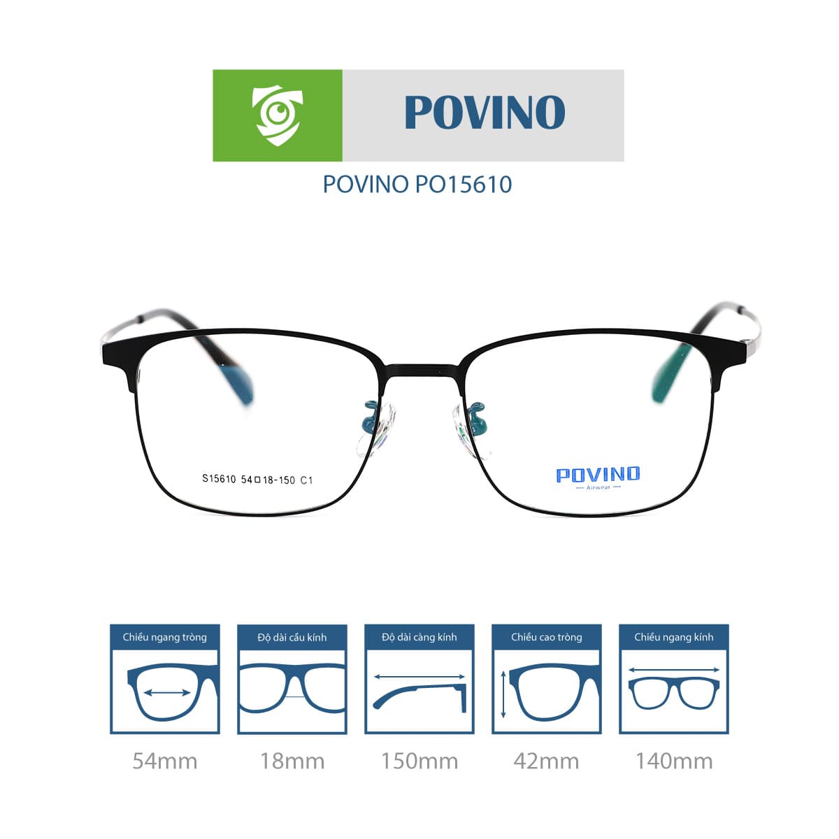 Gọng kính POVINO PO15610 - Ảnh 1