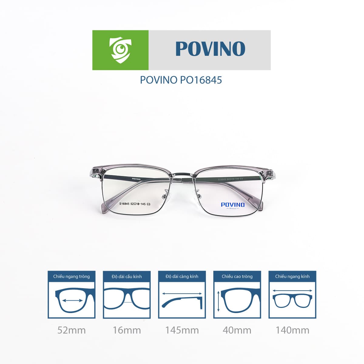 Gọng kính POVINO PO16845 - Ảnh 8