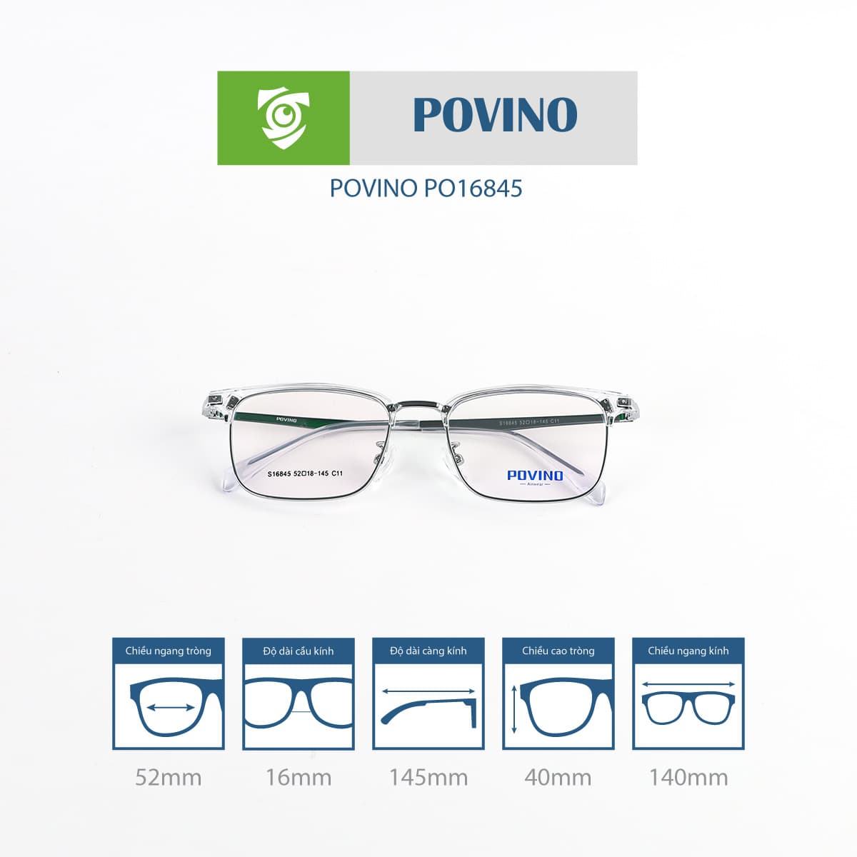 Gọng kính POVINO PO16845 - Ảnh 5