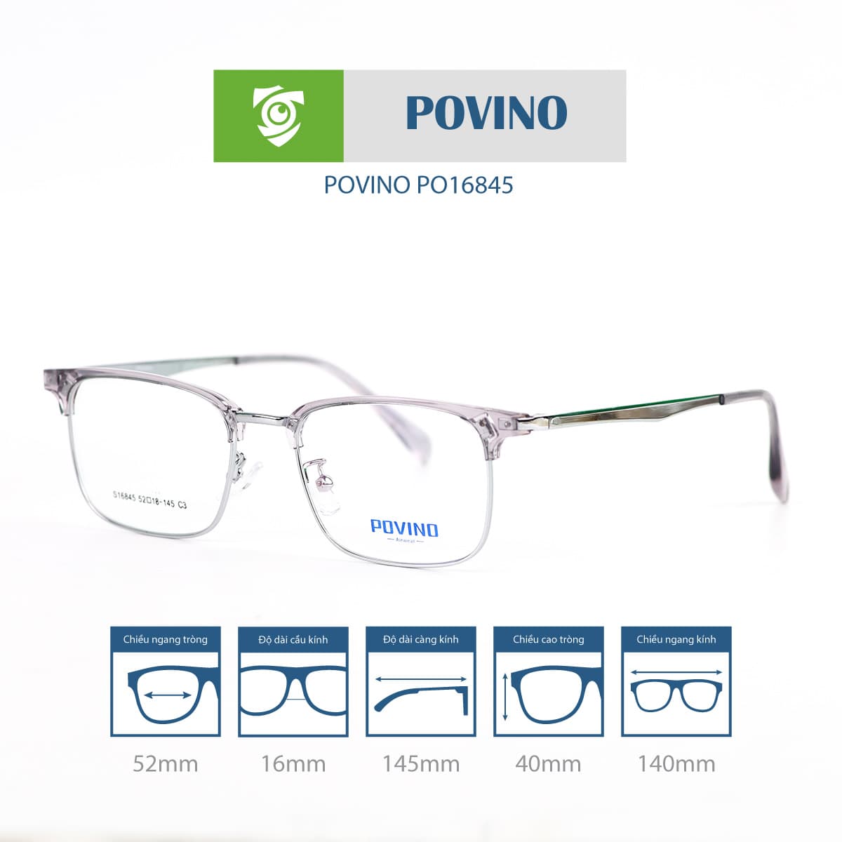Gọng kính POVINO PO16845 - Ảnh 3