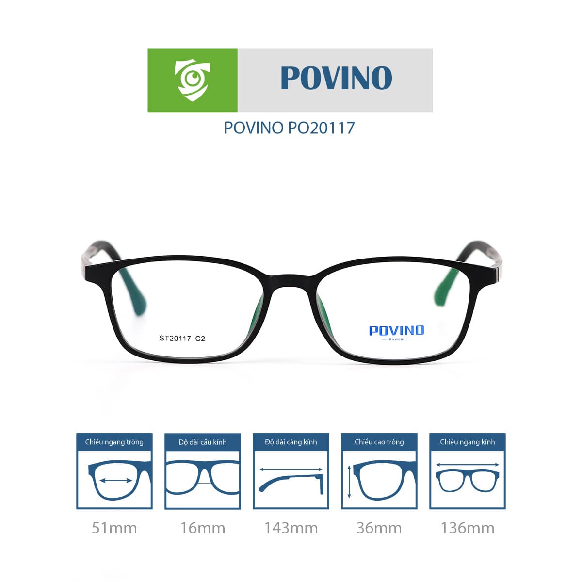 Gọng kính POVINO PO20117 - Ảnh 1