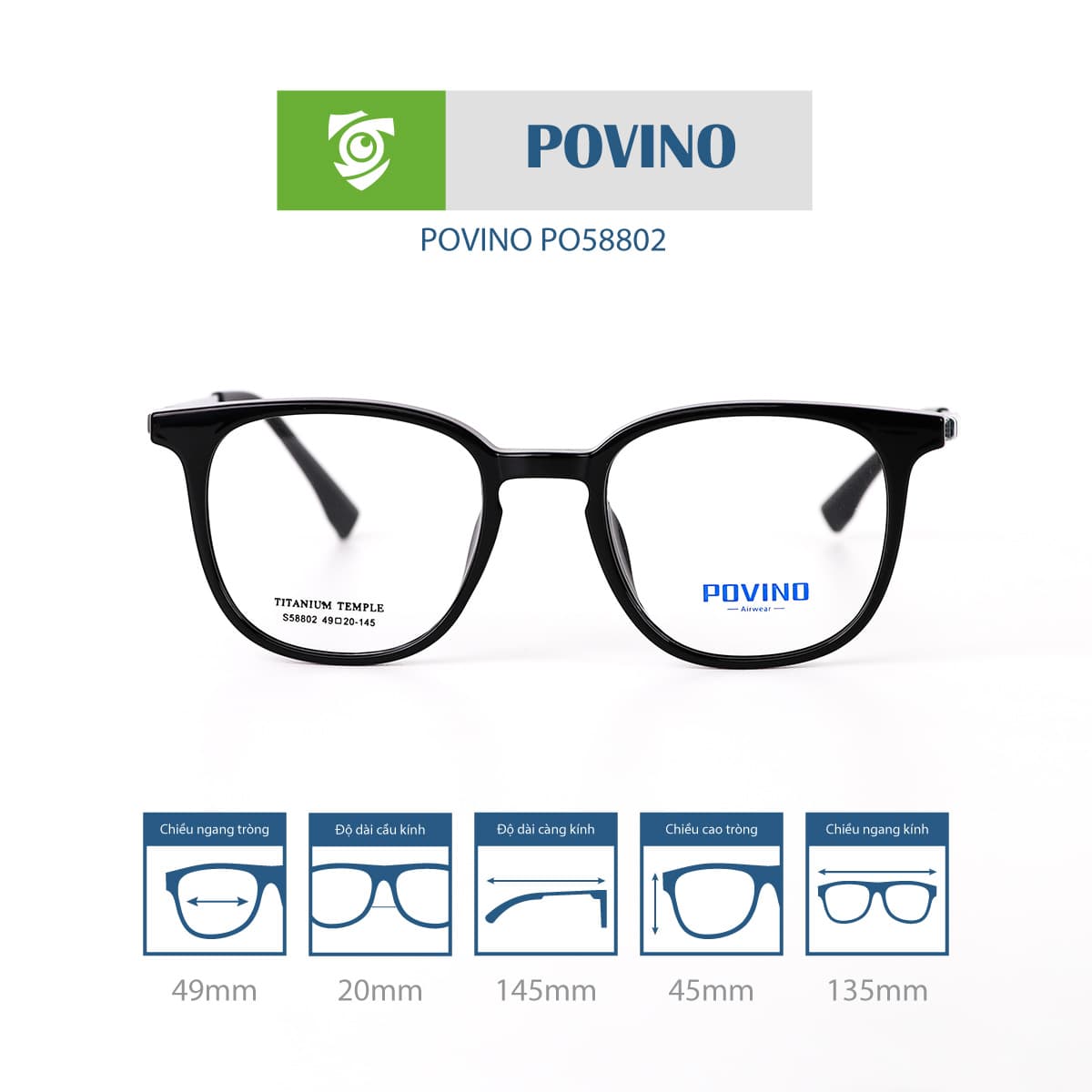 Gọng kính POVINO PO58802