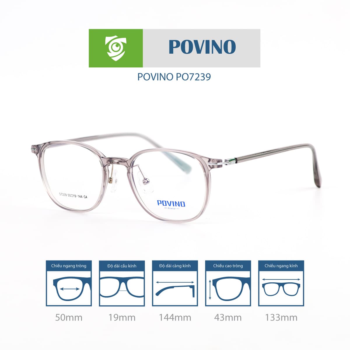 Gọng kính POVINO PO7239 - Ảnh 4