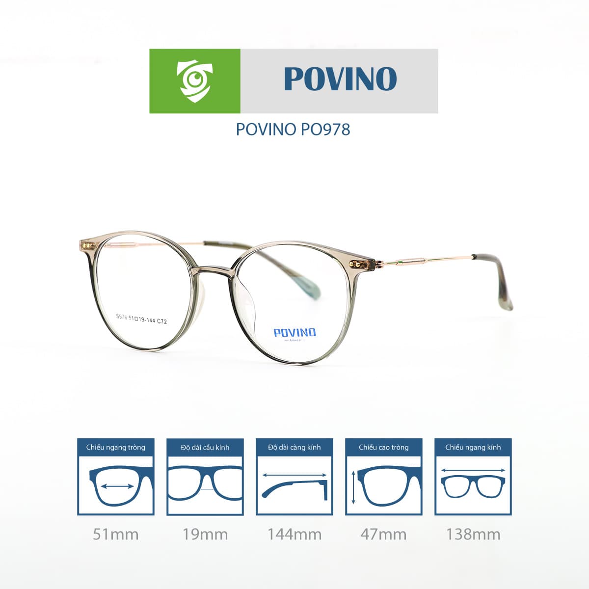 Gọng kính POVINO PO978 - Ảnh 13