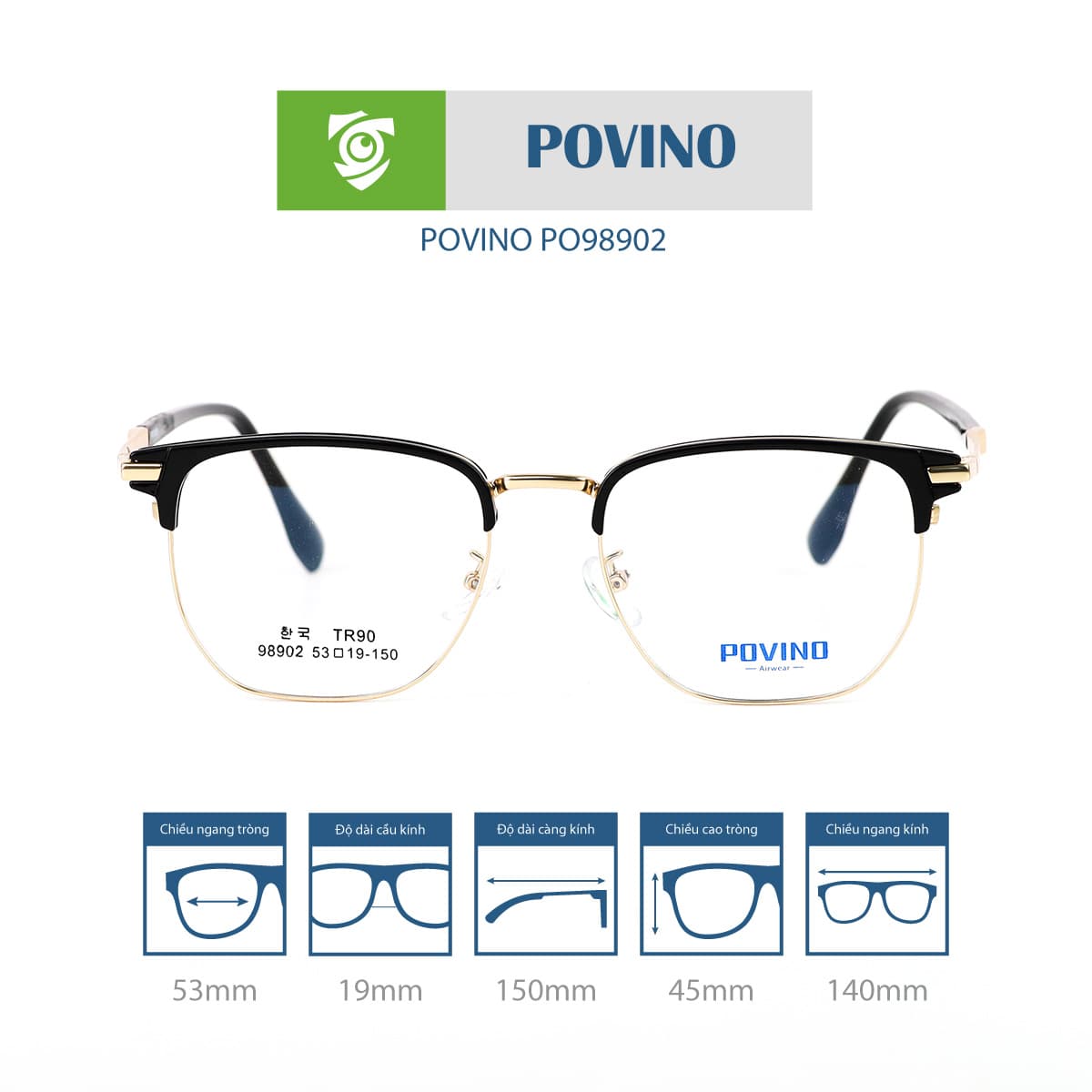 Gọng kính POVINO PO98902 - Ảnh 1