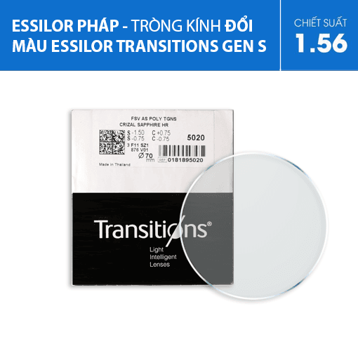 Tròng kính đổi màu Essilor Transitions Gen S