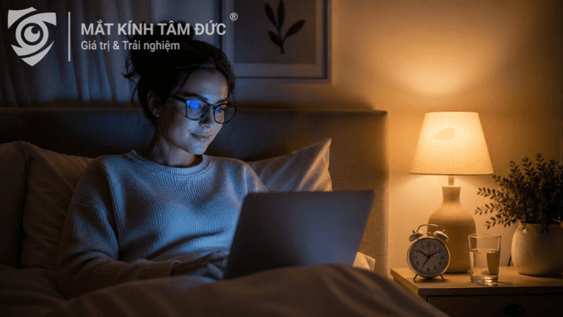 Tròng chống ánh sáng xanh có giúp ngủ ngon không