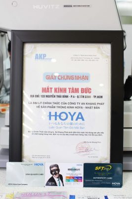 Giấy chứng nhận đại lý tròng kính Hoya chính hãng