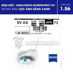 Tròng ánh sáng xanh ZEISS DuraVision BlueProtect UV Stock