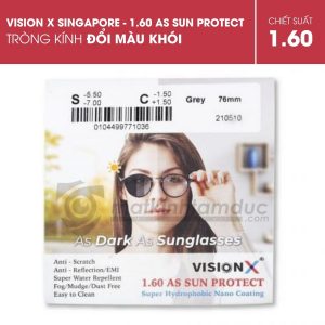 Tròng kính VISION X AS SUN PROTECT 1.60 đổi màu ánh sáng xanh