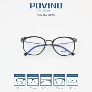 Gọng kính POVINO PO8750 - Đen Xám