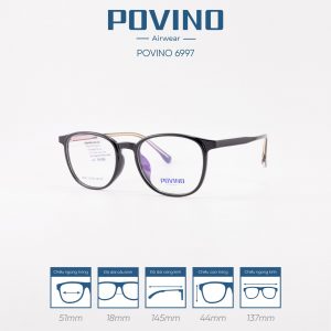 Gọng kính POVINO 6997 - Đen bạc