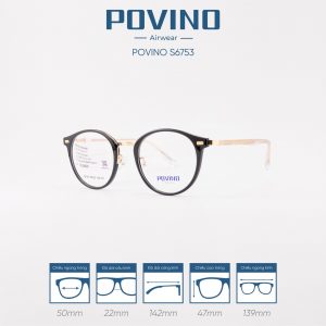Gọng kính POVINO 6753 - Đen vàng