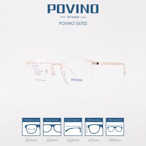 Gọng kính POVINO 6753 - Trắng trong