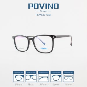 Gọng kính POVINO PO7068 - Đen bạc