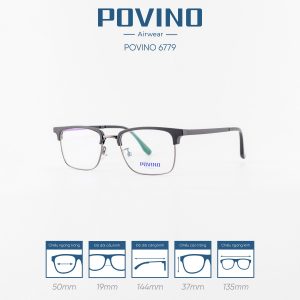 Gọng kính POVINO PO6779 - Đen Xám