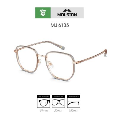 gọng kính MOLSION MJ6135 màu hồng - mặt bên sản phẩm