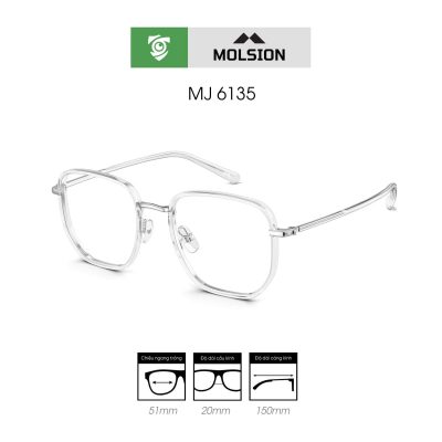 gọng kính MOLSION MJ6135 màu trắng trong