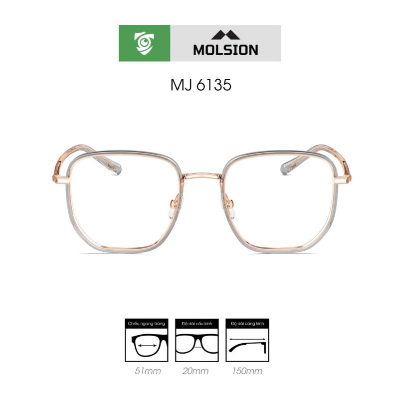gọng kính MOLSION MJ6135 màu hồng - mặt trước sản phẩm