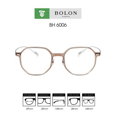 Gọng kính BOLON BH6006 - gọng kính đa giác màu nâu nhạt