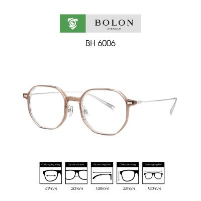 Gọng kính BOLON BH6006 - gọng kính đa giác màu nâu nhạt